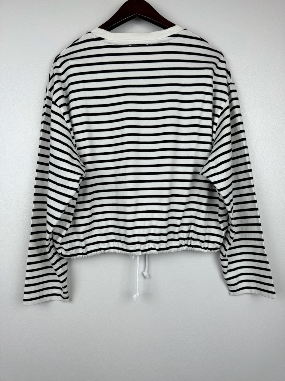 Madewell Perfect Boxy Tie Waist Drawstring Jersey Tee White Black Stripes M NWT - Picture 6 of 8